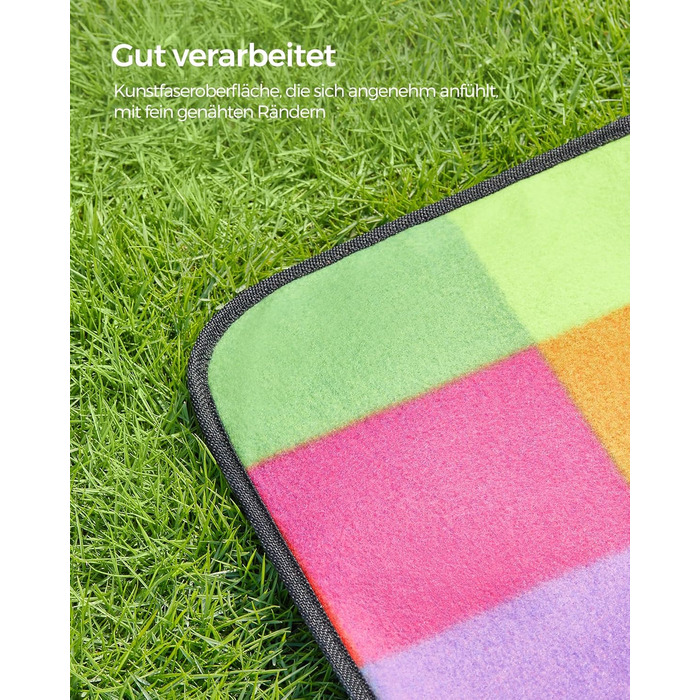 Плед для пікніка SONGMICS 195x150 см, водонепроникний, складаний, в клітку - для парку, саду, пляжу