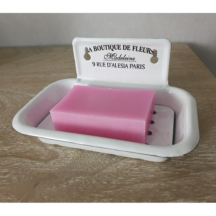 Haus Ambiente Soap Dish from Enamel Soap Tray, Enameled Steel Sheet, White, 8x16x10cm