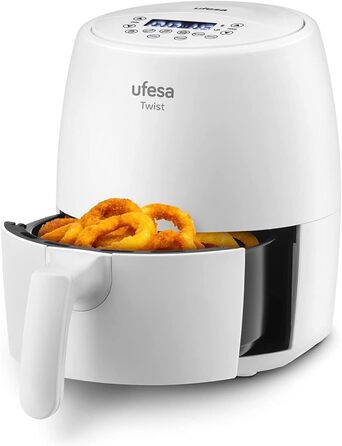 Фритюрниця Ufesa Twist з гарячим повітрям, 2л, 6 програм, 1200W, таймер, 80-200°C, без BPA, антипригарне покриття, Cool-Touch, білий, ексклюзив Amazon