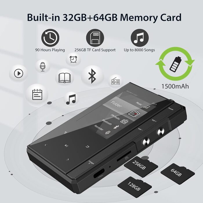 MP3-плеєр Phinitec Z6 з Bluetooth 5.0, металевим корпусом та IPS-дисплеєм 2.4