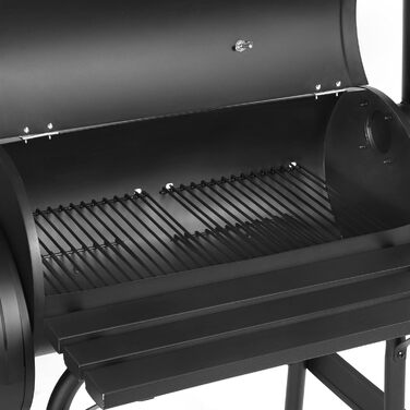 Гриль на вугіллі з кришкою Griller Outdoor, металевий гриль-вагон із колесами та робочою поверхнею, чорний садовий гриль для кемпінгу