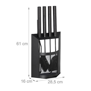 Relaxdays 5-Piece Fireplace Set with Holder