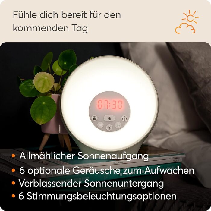 Lumie Sunrise Alarm - Sunrise and Sunset Effect, Alarm Clock, Sounds and Mood Lighting