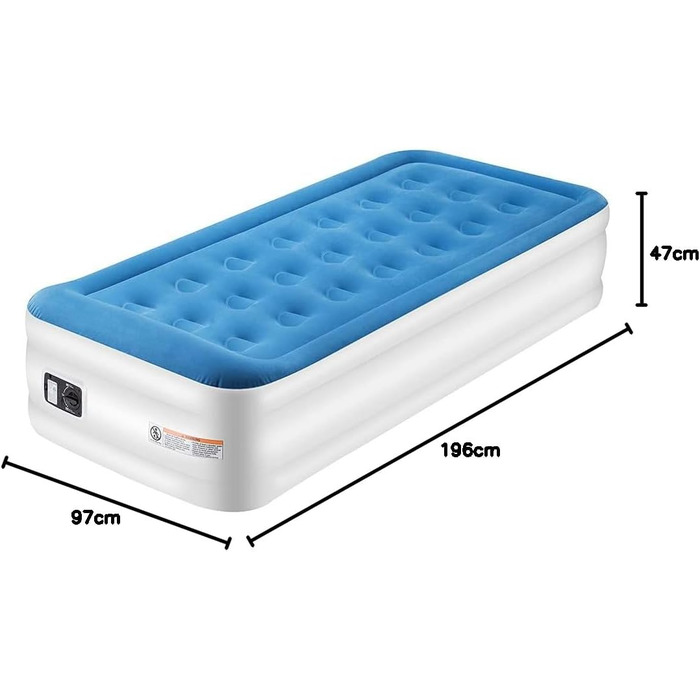 Надувний матрац односпальний з електричним насосом (Чорний)