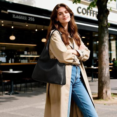 Сумка жіноча шкіряна befen Grande Shopper, чорна елегантна сумка-тоут через плече для роботи та навчання