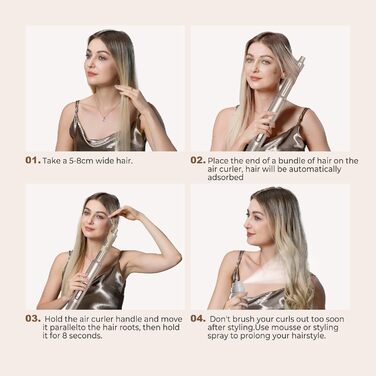 UKLISS Airstyler Pro 7 в 1: професійний фен-щітка з іонізацією, 1400W, для створення локонів, випрямлення та сушіння волосся (Золотий)