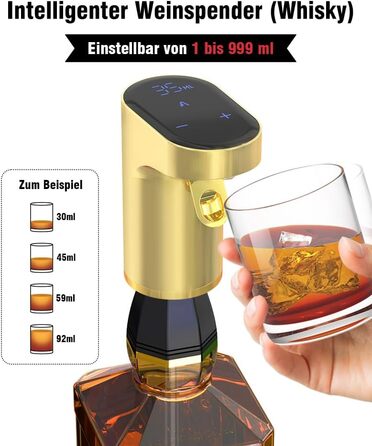 Electric Wine Decanter, Aerator, Dispenser, Pourer, Whisky Liqueur Pump, Funny, Unique, Birthday Gift, Men, Women, Mom, Dad, Boss, Brother, Husband (Gold)