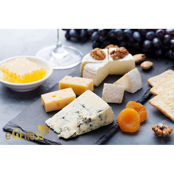 Set of 6 Slate Serving Boards, Tapas, Sushi Plates, Black Slate Serving Platter, Cheese Board – Tray Serving Tray with Non-Slip Pads – 30x15 cm