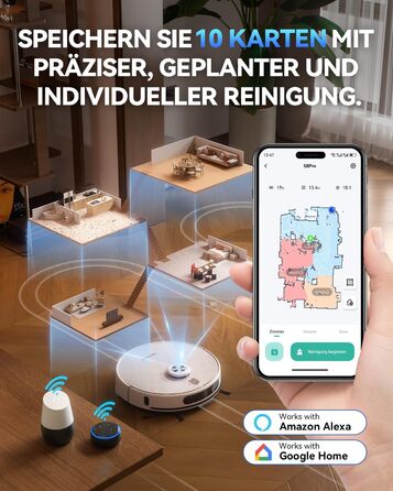 Робот-пилосос Tesvor S8 Pro з функцією миття - 8000Pa, LiDAR-навігація, 240 хв роботи, керування через додаток/Alexa, для прибирання шерсті тварин, килимів та твердих підлог