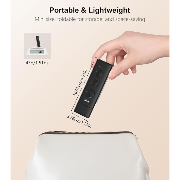 LED Кліпса для читання Gritin: USB-лампа, 3 кольори, регулювання яскравості, для книголюбів (біла/чорна)