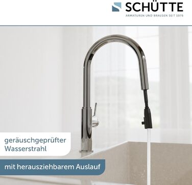 Кухонний змішувач SCHÜTTE 79562 Blackpool з висувною лійкою, поворотний на 360°, з однорідним керуванням, для мийки, хром