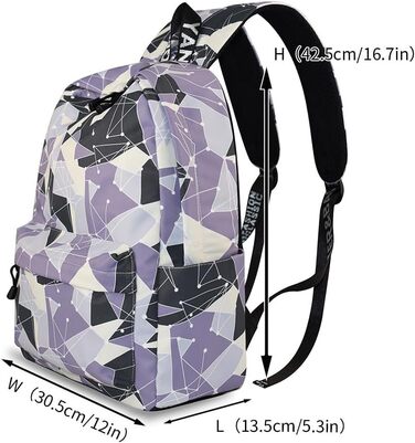 Шкільний рюкзак для дівчаток та хлопців: модний, водонепроникний, з відділенням для ноутбука (геометрія)