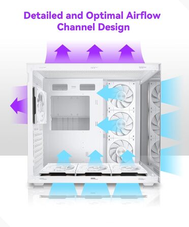 Ігровий корпус для ПК Musetex Y6 ATX Mid Tower, 7 ARGB PWM вентиляторів Infinity Mirror, панорамне загартоване скло 270°, USB Type-C, Білий