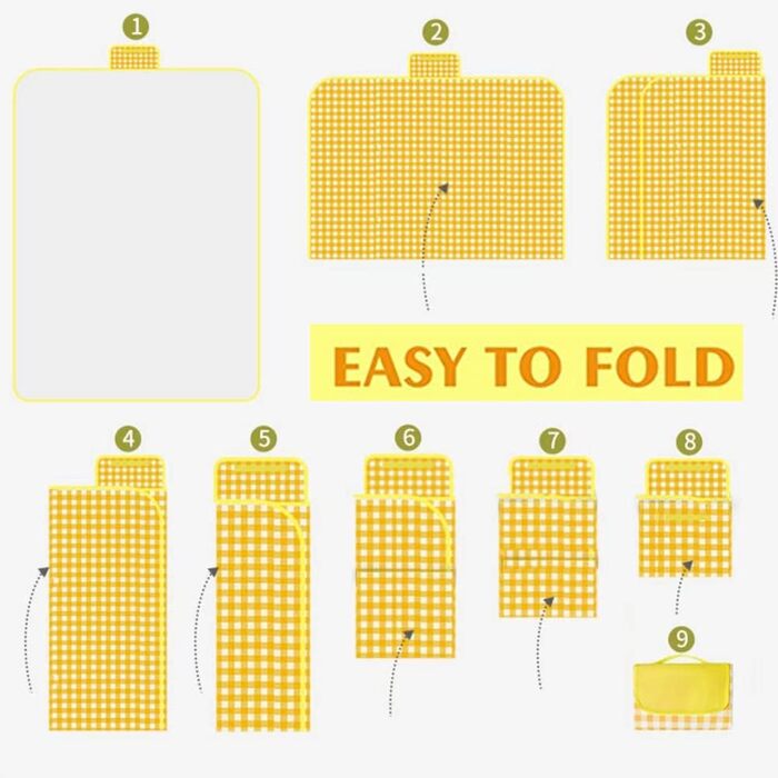 Великий килимок для пікніка 203.2x203.2 см, водонепроникний, пісоконепроникний, для відпочинку на природі, на пляж, в парк, кемпінг (203.2x203.2 см, жовтий)