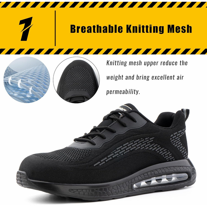 Робочі черевики Hitmars Unisex з автоматичним замиканням, розмір 36-46 (сірий, 46 EU)