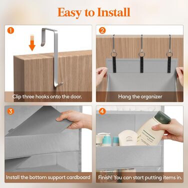 Органайзер для підвішування Lifewit Türorganizer з 5 полицями та 4 кишеньками, сірий, 20 кг