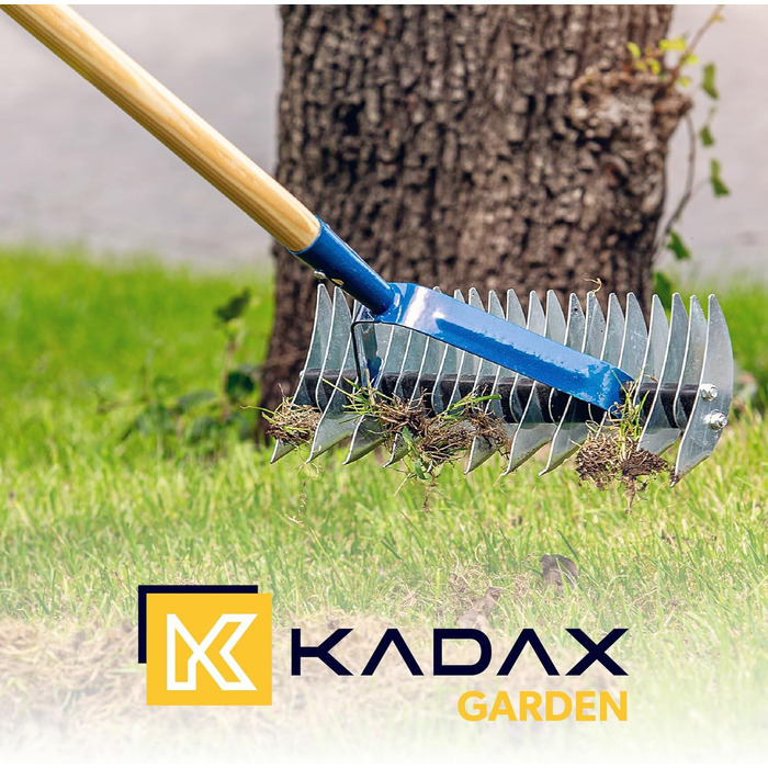 KADAX ручні аераторні граблі з якісної сталі, двосторонній скарифікатор для газону, культиватор із ручкою, ширина 37 см