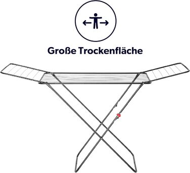 КADAX Сушарка для білизни з 18 метрами сушильної поверхні, розкладний сушильний верстат, для квартири, балкону та саду, з антиковзними ніжками, економія місця, виготовлено в ЄС (Антрацит)