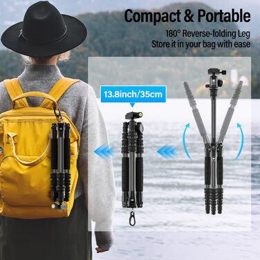 Штатив SIRUI AM-5C Carbon з кульковою головкою, 140 см, вантажопідйомність 10 кг