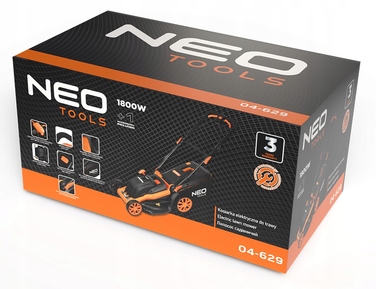 Електрична газонокосарка NEO 1800 Вт з регулюванням висоти та великим травозбірником 45 л