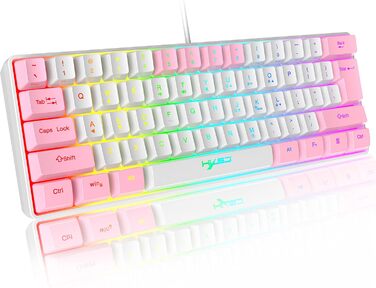 Комплект ігрового аксесуара 4 в 1: Клавіатура, миша, навушники та килимок для миші. Біло-рожевий