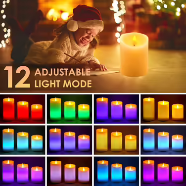 LED RGB Candle Flames, Flameless Candle Lights, USB Multicolor Tealights Warm White LED Candle Lights Wick Flickering Real Wax Electric LED Lamp with Remote Control Timer Function Home Decoration