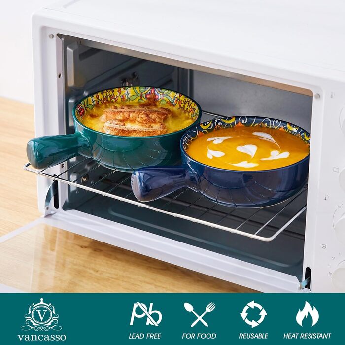 Набір супових тарілок Vancasso SIMI, 4 шт, 690 мл, порцеляна, богемський стиль, для супу/мюслі/пасти, мікрохвильова та духовка