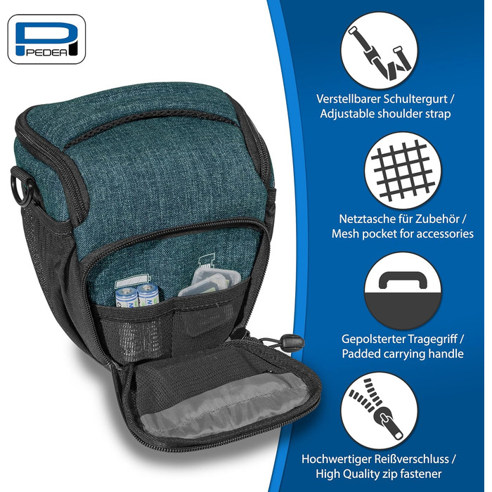 Сумка для камери Pedea: стильна модель для DSLR/SLR/System Camera з дощем, розмір M (Petrol, Single)