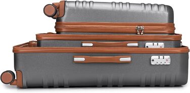 Валіза British Traveller: міцний ABS+PC, розмір 54x36.5x21.5 см, колір білий (сірий, SET)