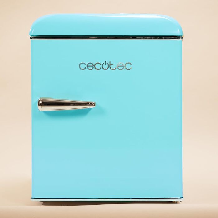 Cecotec Retro Mini Fridge - 45L Compact Refrigerator with Chrome Handle & Freezer Compartment - Red