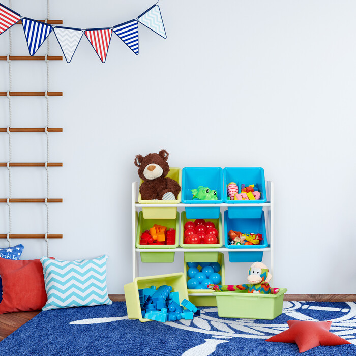 Relaxdays Children's Shelving Unit with 9 Boxes and Motif