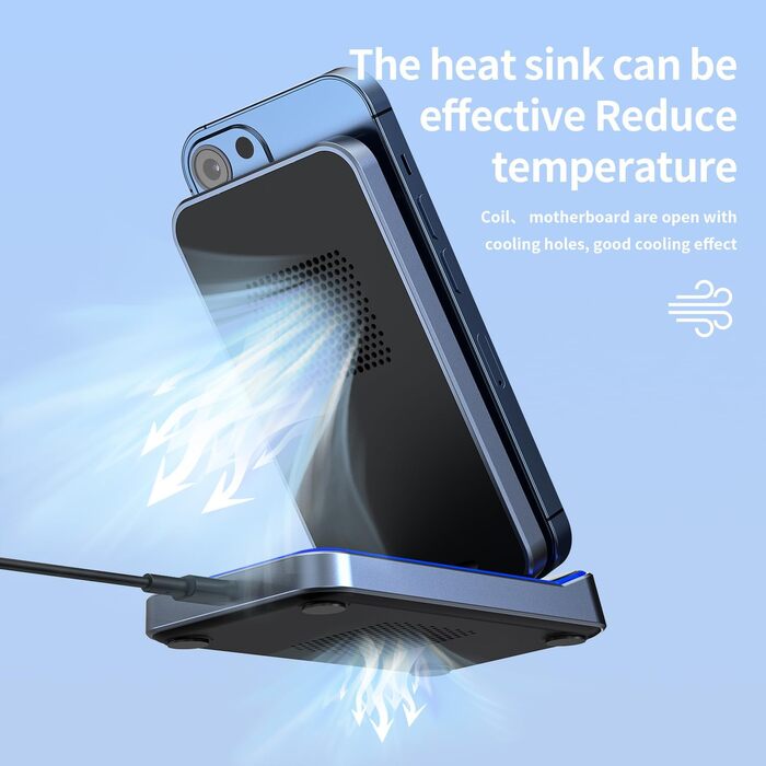 Бездротовий зарядний пристрій TigraTigro 15W Qi, складний, швидка зарядка для iPhone 16/15/14/13/12, Samsung Galaxy, Google Pixel, тримач для навушників, компактний (Срібний) DH18-White