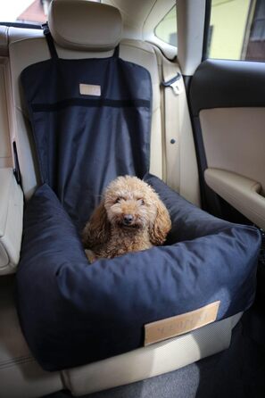 Крісло для собак у машину Petsen з іменем, чорне, для маленьких собак, з поводом