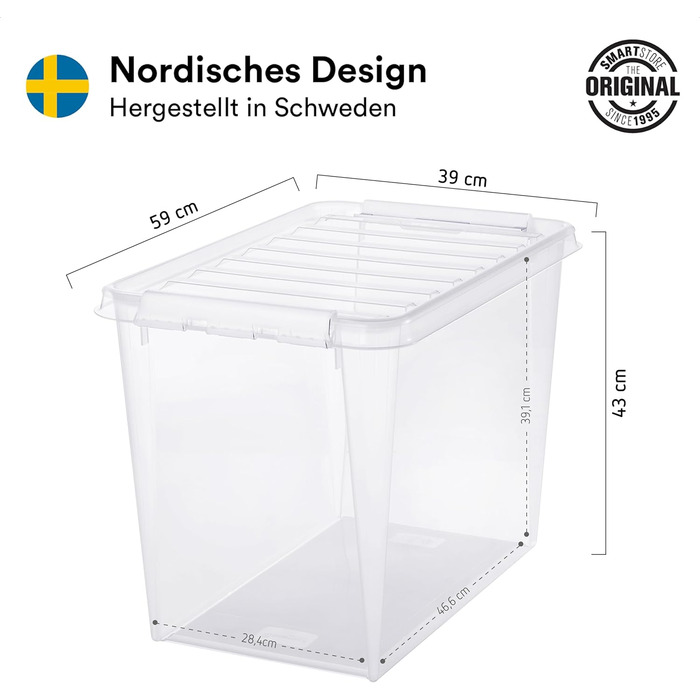 SmartStore - 4x Storage Box with Lid Classic 8L (34x25x16cm) | Stackable Box with Lid | Food-Safe Plastic Box | Plastic Box with Lid & Reinforced Corners | 10 Year Warranty (66 L)