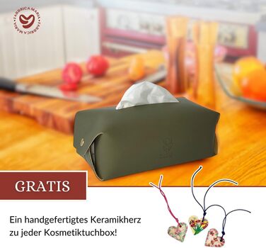 Luxury for your tissues - box made of Italian leather, perfect for living rooms, bathrooms, kitchens, offices/practices, cars, and hotel rooms (Olive)