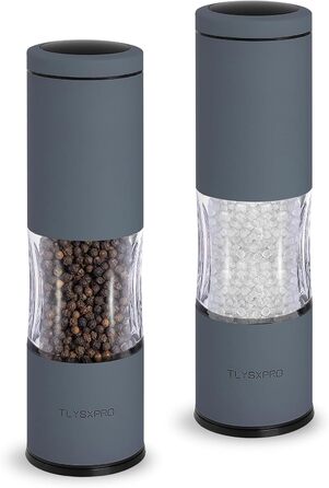 Набір для солі та перцю з регулюванням помелу | Ручна мельниця для перцю з можливістю заправки | Керамічний жорно | Кухонний аксесуар (2 шт., Blaugrau)