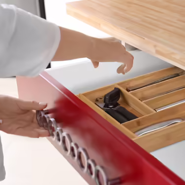 Relaxdays Bamboo Cutlery Box with 6 Compartments