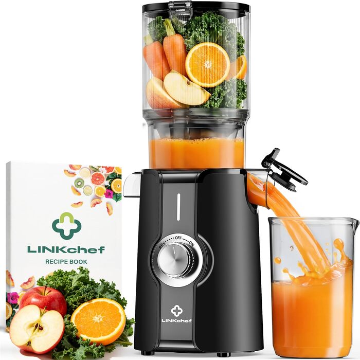 Шнекова соковижималка LINKChef 200W для овочів та фруктів, чорна