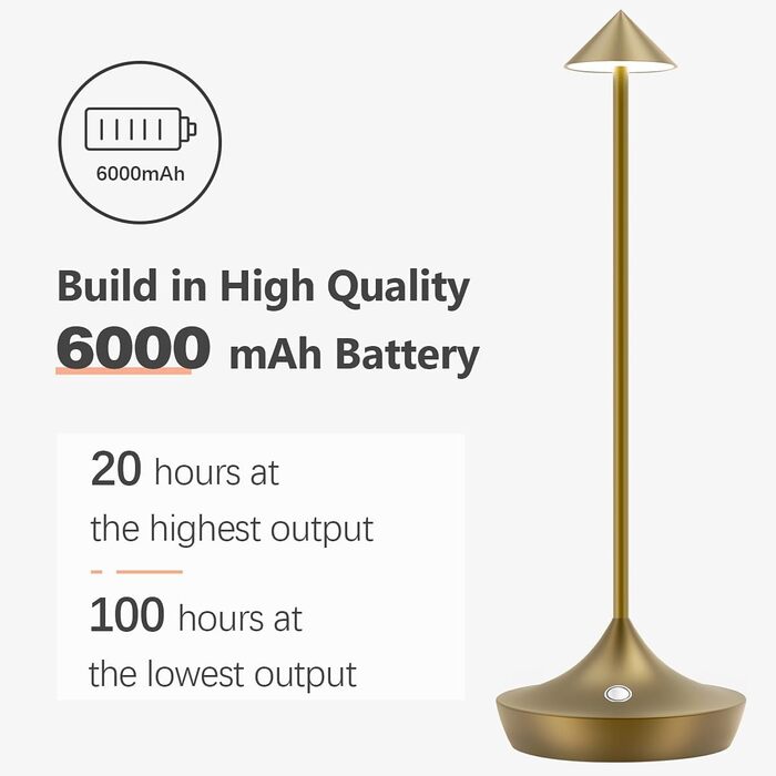 Світлодіодні акумуляторні настільні лампи Hapfish 2 шт, бронзові, димовані, бездротові, водонепроникні, для дому, тераси, ресторану