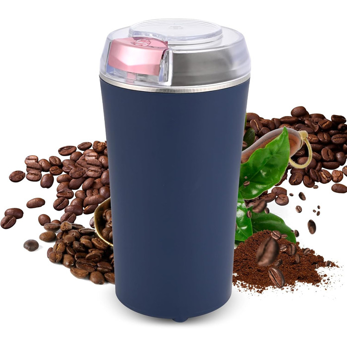 Weinsamkeit Electric Coffee Grinder, Electric Spice Grinder and Coffee Grinder with Stainless Steel Impact Blade & Safety Lid, 200W Powerful Motor Coffee Grinder for Nuts, Coffee Beans, Spices