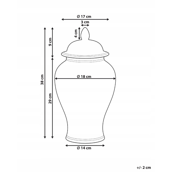 Ваза Beliani з порцеляни, 18 x 38 см