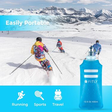 FLASKS Combo – 3 soft drinking bottles for hydration during running, hiking, cycling, climbing – Foldable water bottles (150–250 – 400 ml) – (Blue)