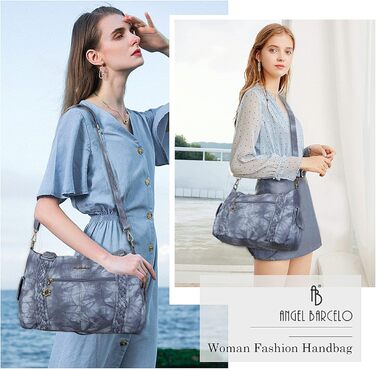 Стильна жіноча сумка-хобо Angel Barcelo Roomy Fashion з м'якої шкіри, синього кольору
