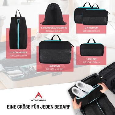 Набір компресійних кубиків для багажу Atacama Premium: 6 шт. (чорний)