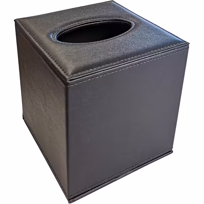 OSCO Tissue Box Cover in Faux Leather, Brown