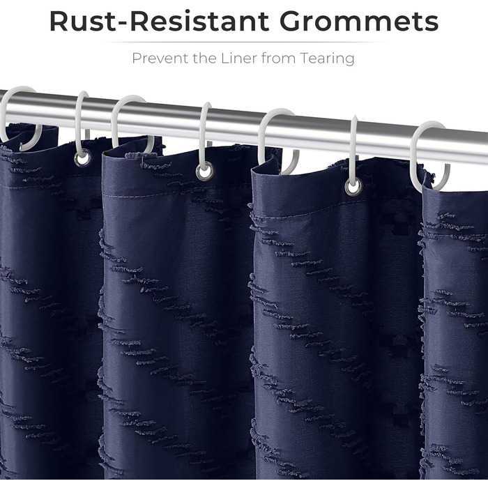 Двері для душу, довгі, сучасний сільський стиль, Богемний шик, туфтована, Chevron, текстурована, смугаста, мінімалістична, тканинна, мила, (Темно-синій, H198.1 x B182.9 см (1 шт))