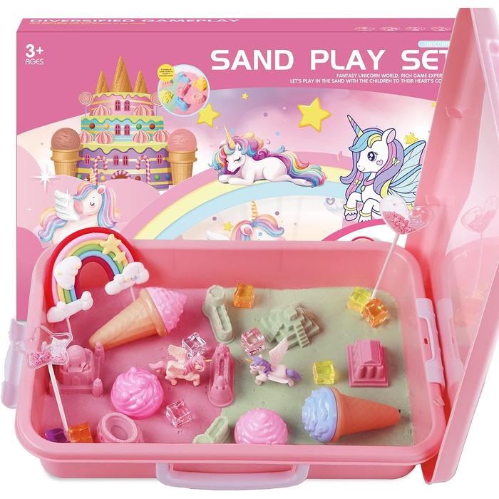 Aliex Magic Play Sand Set for Girls, Unicorn Sand Set | Magic Play Sand Toy Gift for Girls 3 4 5 6 7 8 Years
