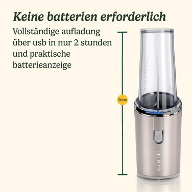 Cuisinart Cordless Blender | 450ml Bottle | Portable Smoothie Maker, Ice Crusher, Frappe, Milkshakes | USB Rechargeable, Handheld | Tritan BPA-free Mixing Cup with Lid Included, Stand Mixer