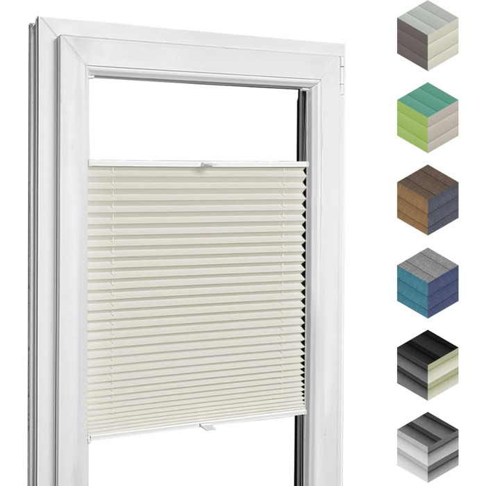 Home-Vision Premium Pleated Blinds, Custom-Made for Interior Frames, with Height, Fabric Color, and Profile Colors, Blackout Blind for Windows & Doors, Sun Protection Roller Blind in Various Widths (Requires Drilling, Height 150-240 cm)