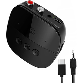 Адаптер Bluetooth 5.2 Eppfun для аудіо, 3.5mm AUX, Cinch, підходить для колонок та підсилювачів Адаптер Bluetooth 5.2 Eppfun для аудіо, 3.5mm AUX, Cinch, підходить для колонок та підсилювачів